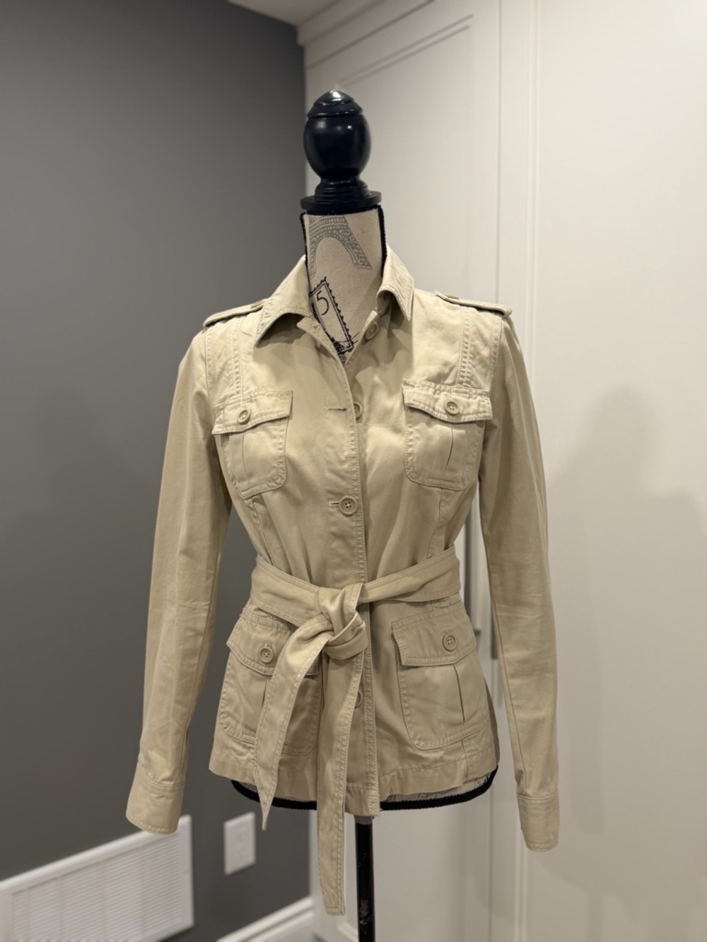 GAP Women's Light Beige Utility Jacket with Belt